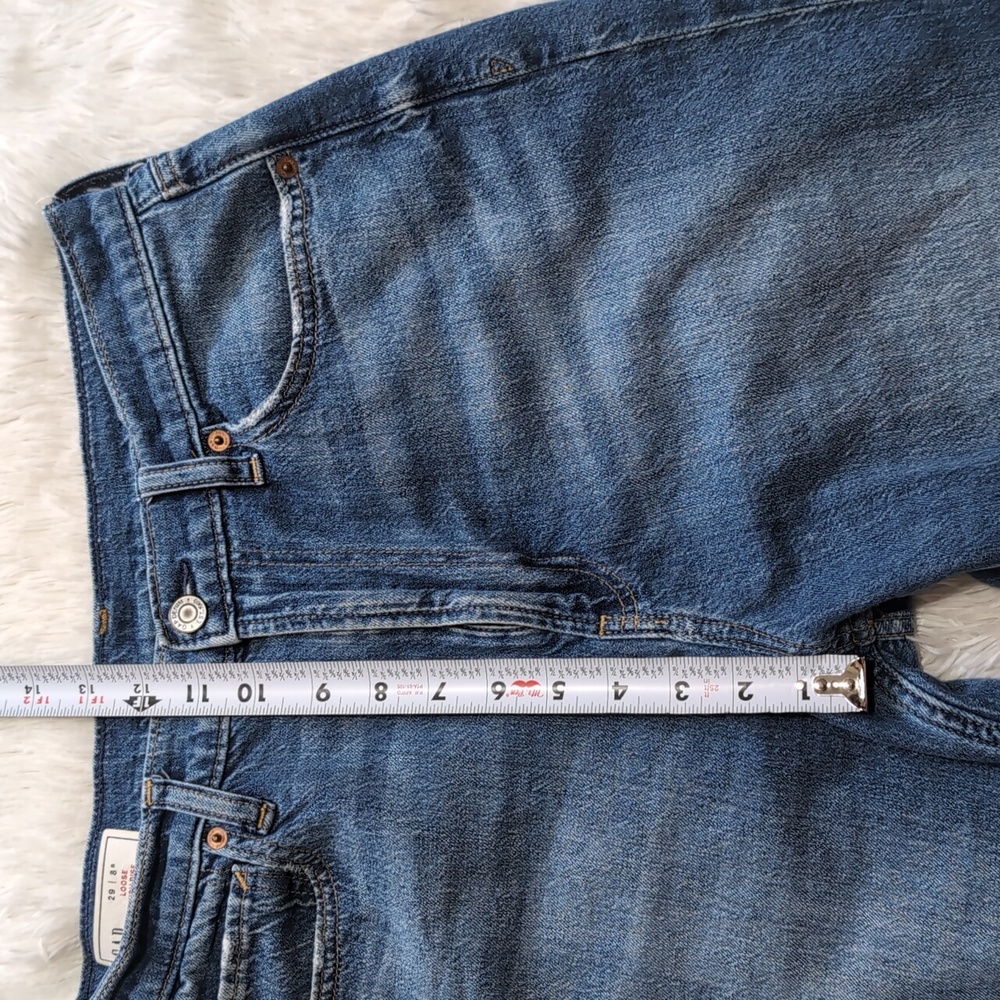 Gap Loose Fit High Rise Frayed Hem Blue Denim Crop Jeans Size 29 - Picture 12 of 13